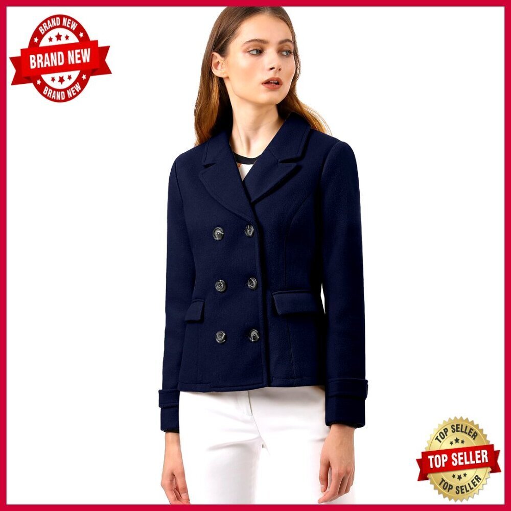 Double Breasted Pea Coat with Notched Lapel, Fully Lined, Classic Fit